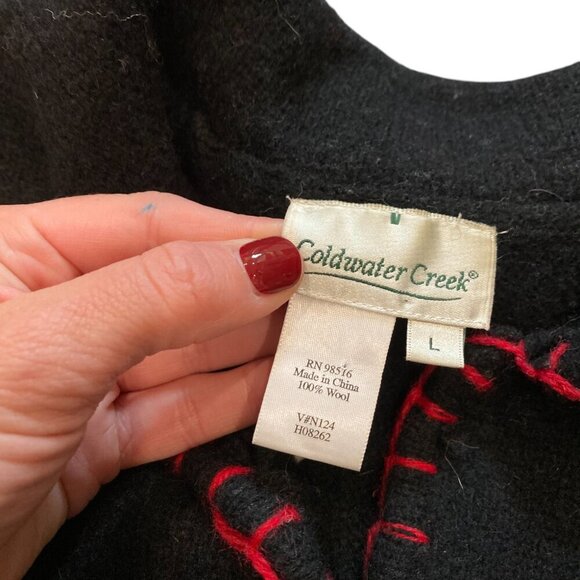 VTG Coldwater Creek Ugly Christmas Sweater Vest Women’s Large Black Snowman Wool - Picture 2 of 3